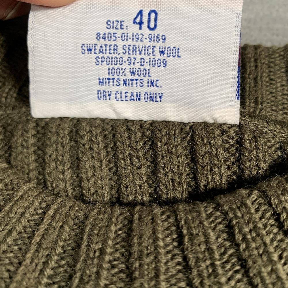 DSCP Valor Collection Sweater Mens 40 Olive‎ Green Wool Military Pullover Patch - Picture 9 of 11